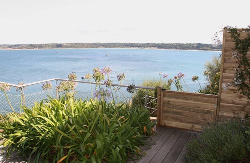 Perros-Guirec Apartment | 100 % sea view, private garden, beach 5mn away, quiet, housework+draps+towels included