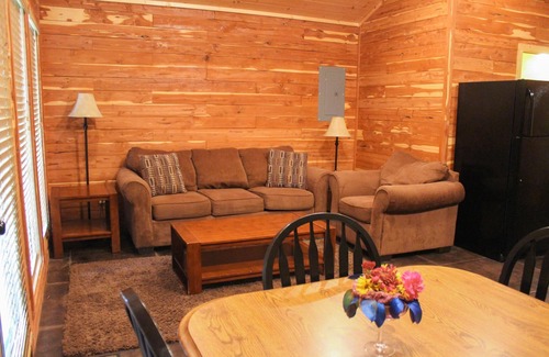 Swinging Bridge Village Cabin | 2 Bedroom Little Red Riverfront Cabin on Winkley Shoals