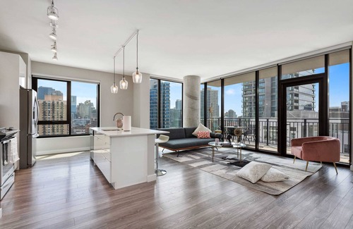 Near North Side Apartment | 2BR Retreat in Downtown + City Skyline Views