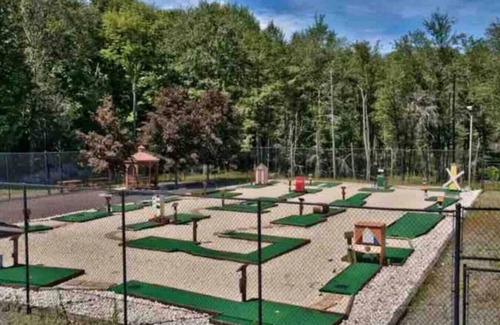 Lake Ariel Apartment | 6BD Luxe Cabin - Pool, Game Room, Golf & More!