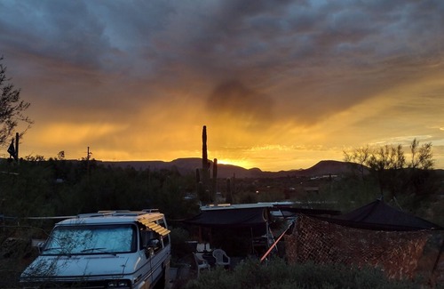 Sabrosa House | Adventure Van dry-docked as Captain's Quarters on a Desert Ranch