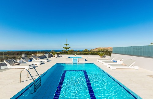 Geropotamos Villa | Angelina Villa, Superb sea views, 5' to sandy beach & shops, whirlpool