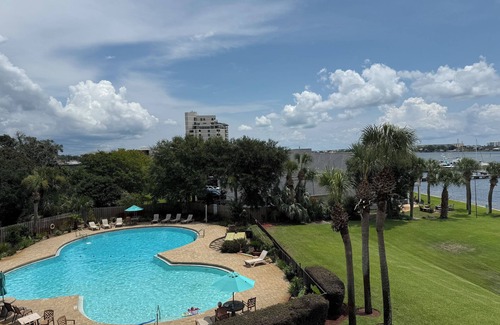 Fort Walton Beach Condo | B304– Recently Remodeled Waterfront Studio with Pool, Balcony & Marina Views!
