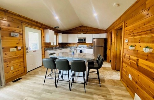 Mayfield Cabin | Beautiful 3-bedroom Waterfront Cabin Traverse City AC, dog ok, pontoon rentals