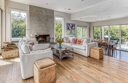 Fire Island Pines House | Beautiful ocean-view home near beach with private heated pool, fireplace, & deck
