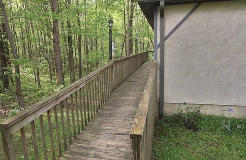 South Bloomingville Cabin | Cabin on wooded ridge, stair-free, 2 bedroom, child & pet friendly