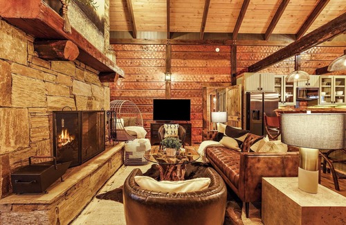 Banner Elk Cabin | Cabin with a large deck and fireplace, hot tub, grill, & creek - dog-friendly