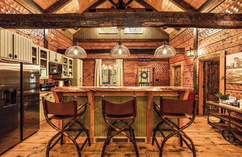 Banner Elk Cabin | Cabin with a large deck and fireplace, hot tub, grill, & creek - dog-friendly