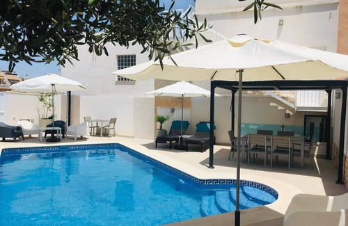 San Miguel de Salinas Villa | CBA Casa Bohemios AZUL: modern villa with private pool at Costa Blanca Spain