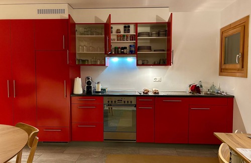 S-chanf Apartment | Chesa Pradels with garden seating area