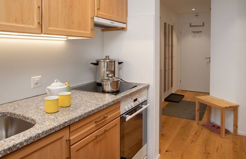 Falera Apartment | Cosy apartment for 4 guests with WIFI, pool, TV, balcony and panoramic view