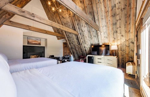 Thayerville Hotel | Cove Creek Lodge: 211 Dog Friendly Double Queen Fireplace Room