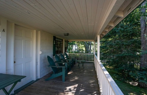 Boothbay Harbor Condo | Cozy Forest Cottage + 2 Porches | No Hidden Fees