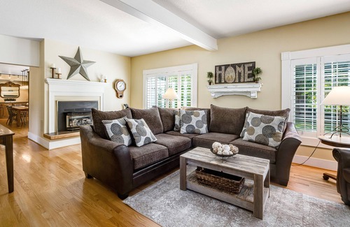 Bay City House | Creekside Home w/ a Furnished Patio, Firepit, Gas Fireplace, & Free WiFi