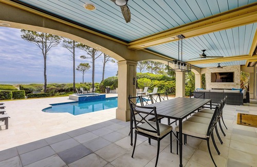 Oceanside House | Direct OCEANFRONT Updated Six Bedroom Sea Pines Home w/Private Pool & Spa!