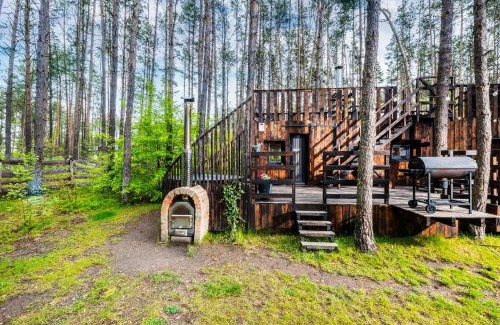 Lubiana House | Domek lubiana180 SCANDI wśród drzew jacuzzi taras na dachu jezioro Kaszuby Pieski tylko do 10kg za dodatkową opłatą