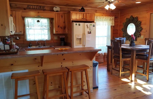 Maggie Valley Cabin | Elk Horn Ridge is a lovely log home, accommodates 6, WiFi, AC, easy access.