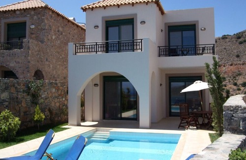 Mavrikiano Villa | Elounda, private pool, near beach and shops, stunning views facing the sea
