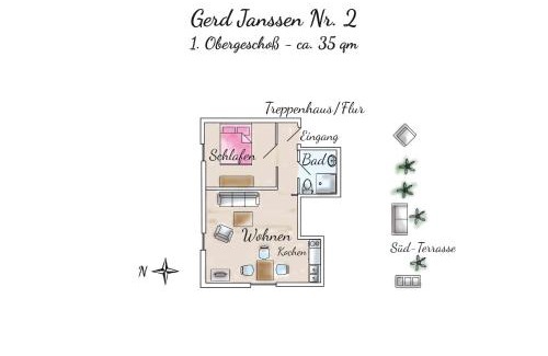 Spiekeroog Apartment | Ferienhaus Gerd Janssen - Wohnung Nr 2