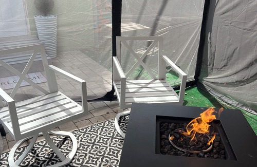 Miramar Apartment | Full privacy screen, Hot Tub ,full panel shower outdoor TV &bluetooth speakers