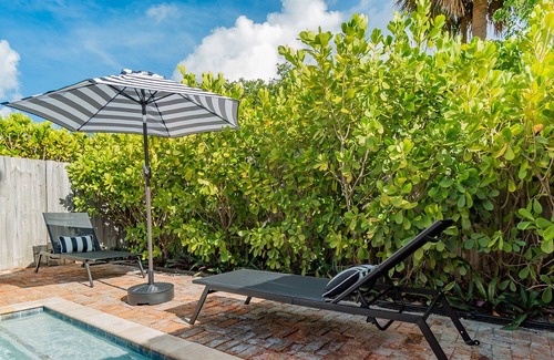 Sunshine Park Villa | Hummingbird Private Heated Pool Cottage Downtown, The Square, Beach!