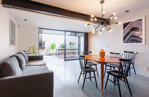 Roma Norte Apartment | Industrial 1BR with Private Terrace in Roma Norte