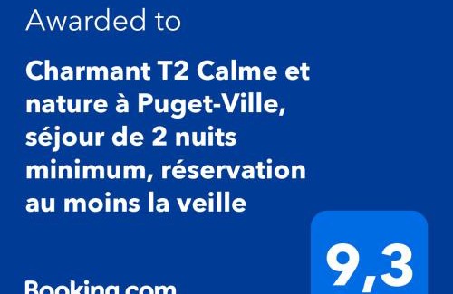 Puget-Ville Apartment | La Salamandre,Charmant T2 Calme et nature à Puget-Ville