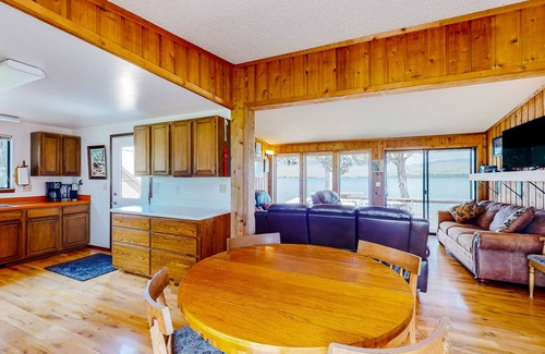 Big Arm House | Lakefront home with private beach, dock, firepit, & grill - dazzling sunset view