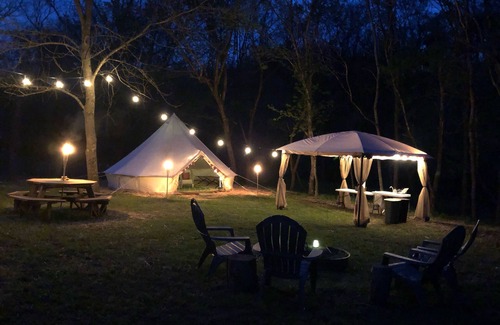 Carroll County RV Rental | Large Bell Tent on the Kings River!