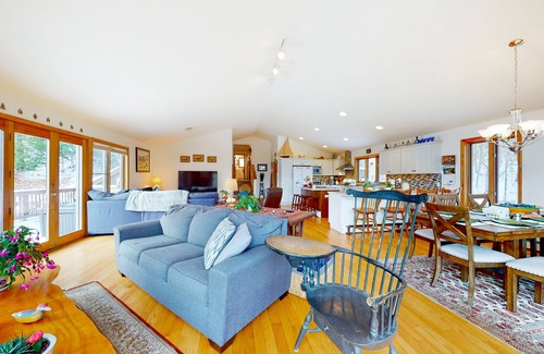 Stowe Area House | Large home surrounded by trees with wraparound deck & fireplace - near slopes