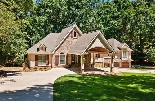 Flowery Branch House | Large Luxury Lake Home with Private Dock, Pet Friendly, Hot Tub