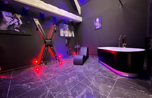 Douchy-les-Mines Hotel | Loveroom de luxe - Thème 50 nuances de grey maison privative spa insolite