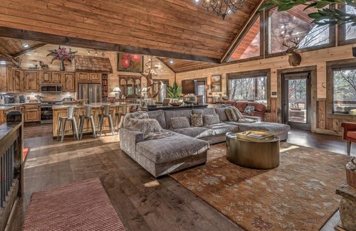 Blue Ridge Cabin | Luxe Mountain Retreat - Pet Friendly | Multiple Outdoor Living Areas | Hot Tub | Game Room