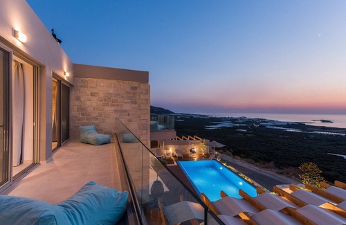 Limeniskos Villa | Luxury villa | Heated pool, gorgeous sea view, near Falassarna beach
