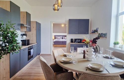Bad Sooden-Allendorf Apartment | Manufaktur Schrotsche 4 nahe Altstadt & Bahnhof - 3 SZ, 2 Bäder, ideal für Familien & Gruppen bis 7 Personen