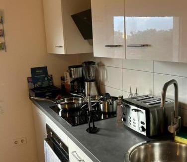 Burbach Apartment | Mid Century 2 Zimmer Voll ausgestattete Kuche 75 Zoll TV Kingsize