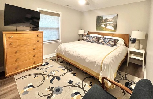 Fort Mill House | Midcentury Modern Renovated Home in FT MILL w/ Screened In Porch & Fire Pit!