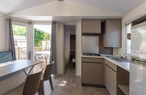 Lavilledieu RV Rental | Mobile Home 'Confort A - 1-8 Pers' with Shared Pool, Private Terrace and Shared Garden