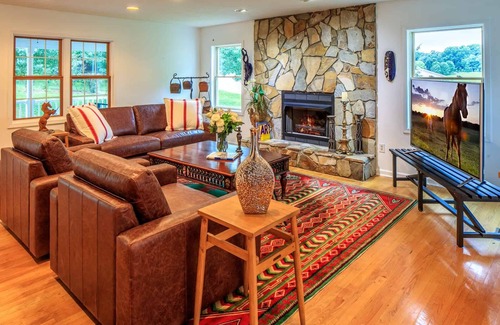 Hendersonville House | Modern and spacious home surrounded by scenic willow trees.