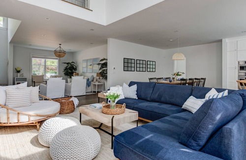 North Haven House | Modern Coastal Farmhouse style home with a private pool, open-floor plan,.