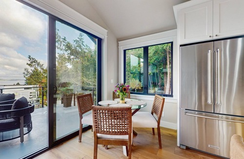 Mukilteo House | Modern retreat with panoramic ocean views, chef’s kitchen, and gas fireplace