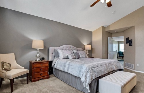 Aurora House | Mountain-View Home with Private Hot Tub, Dog-Friendly Yard, Office, Fireplace