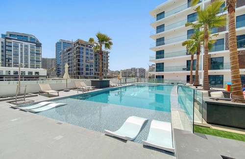 Al Barsha Apartment | New 1-Bedroom in Prime Gardens with pool and gym