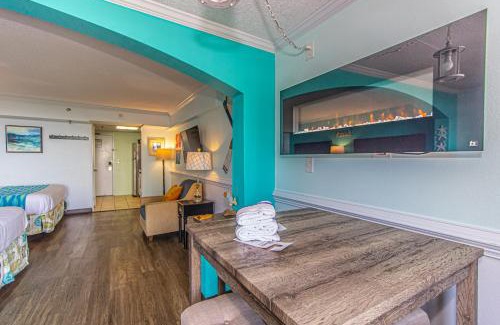 Myrtle Beach House | Oversized Ocean View Queen Suite with Beautiful Fireplace and Accents - Sleeps 4 Guests!
