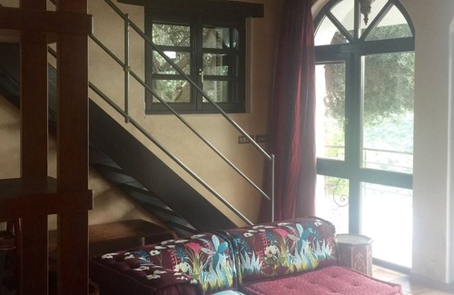 Anidri House | Pano Risa Apartment Roxanie, 100 m² pool, sea view, large garden with palms