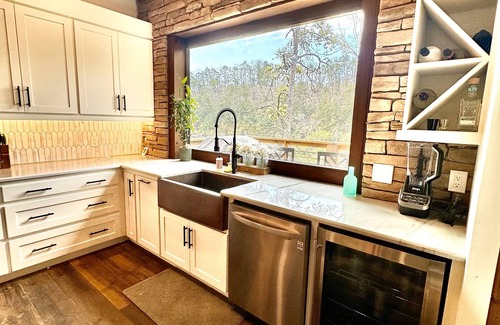 Double Springs House | Panoramic Views of Lake and Forest! Two Decks, Hot Tub, Fire Pit, Theater, Dock