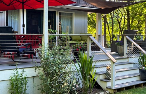 Newfane House | Peaceful riverfront house, dog-friendly, woodstove, decks, bbq, firepit, dock