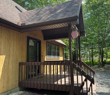 Gouldsboro House | Pocono Hideout Family Home with Hot Tub Deck Sunroom Pool Big Bass Lake Larsen Lake Gouldsboro Clifton Township