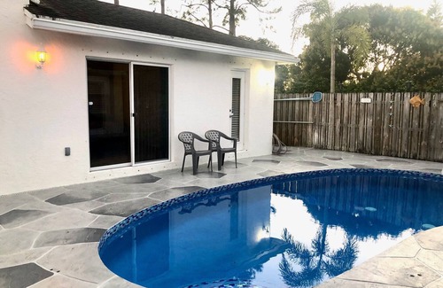 Hunt Club House | Pool Cabana & Clothing Optional Pool & Courtyard in quiet Country Neighborhood.