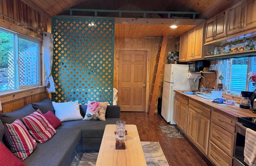 Ryderwood Cabin | Private Romantic Woodland Getaway- with sauna, hot tub, fire pits, and more.